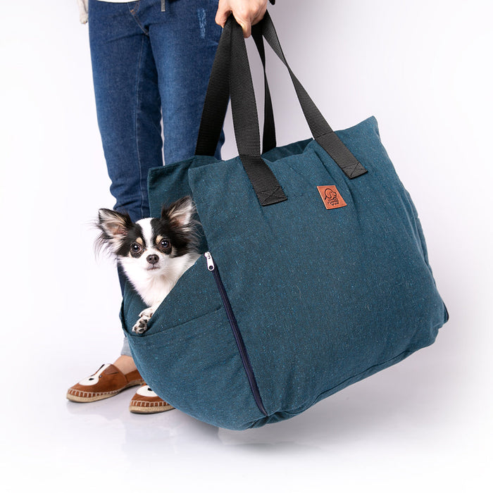 Cachorro na bolsa de transporte Pacco Pet