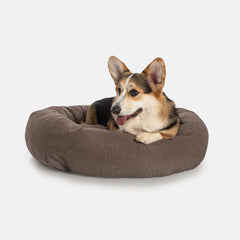 Cama Pacco Nala Boucle Marrom Redonda