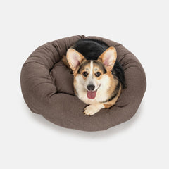 Cama Pacco Nala Boucle Marrom Redonda