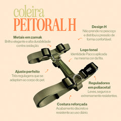 Peitoral para Cachorro H Aquarela Areia