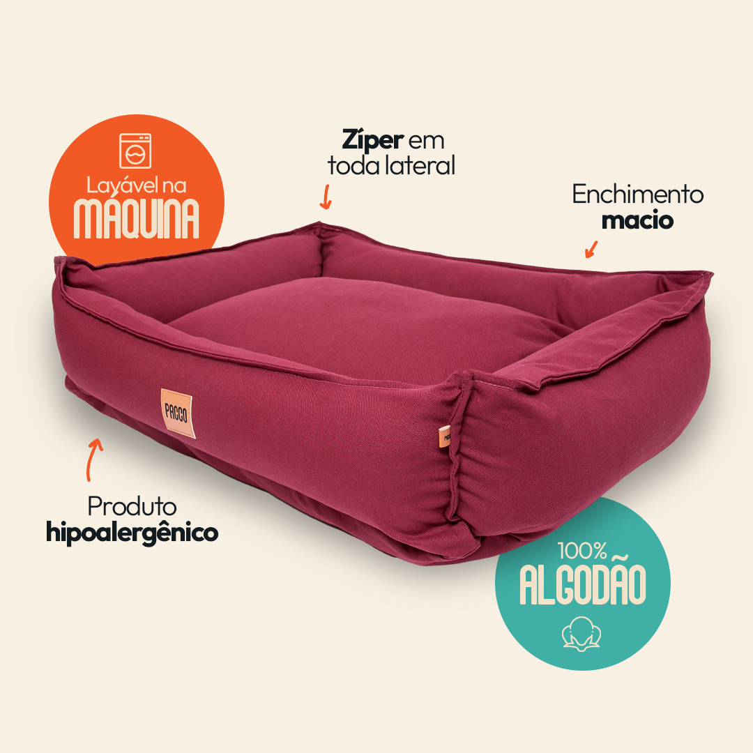 Cama para Cachorro Nature Merlot - 100% Algodão