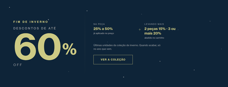 Fim de inverno — descontos de até 60% off