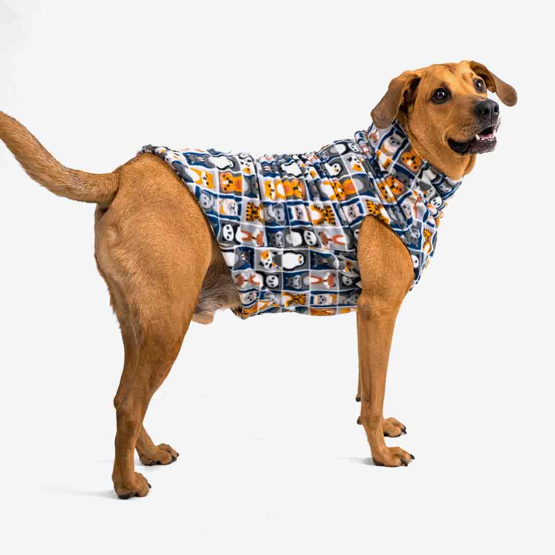 Roupa para Cachorro Suéter Fauna Silvestre Azul Escuro